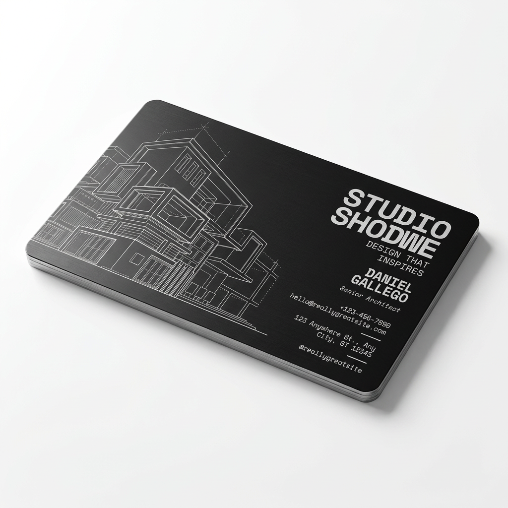 Matte black laser-engraved metal business card